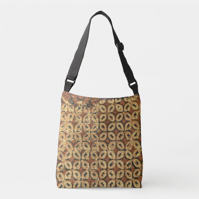 Bolsa Ajustável Padrão de Batik Kawung Indonésio Vintage Rústico (Frente)