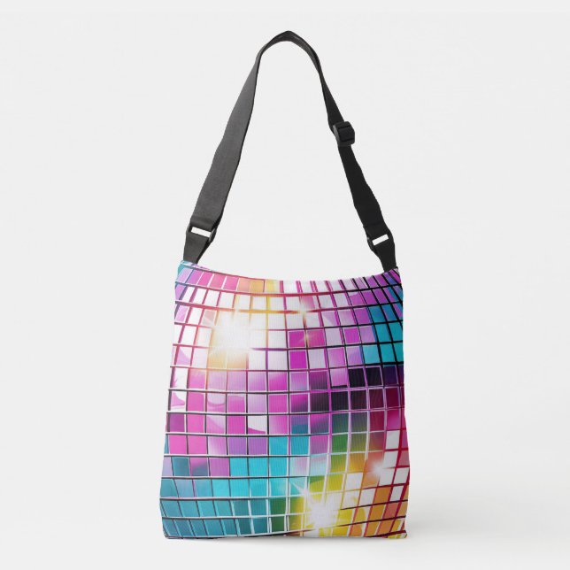 Bolsa Ajustável Padrão de bola de discoteca rosa (Frente)