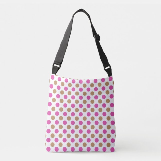 Bolsa Ajustável Padrão de bolinhas rosa e castanho (Frente)