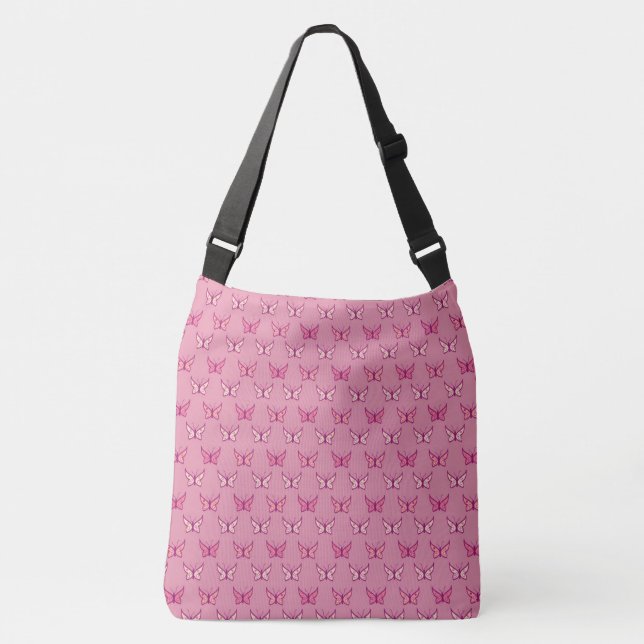 Bolsa Ajustável Padrão de borboleta rosa (Frente)
