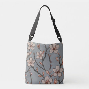 Bolsa Ajustável Padrão de cereja de flores cor-de-rosa elegante