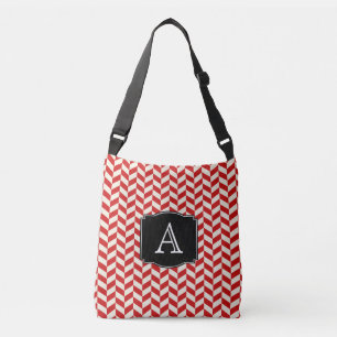 Bolsa Ajustável Padrão de Chevrons Red Herringbone com Monograma