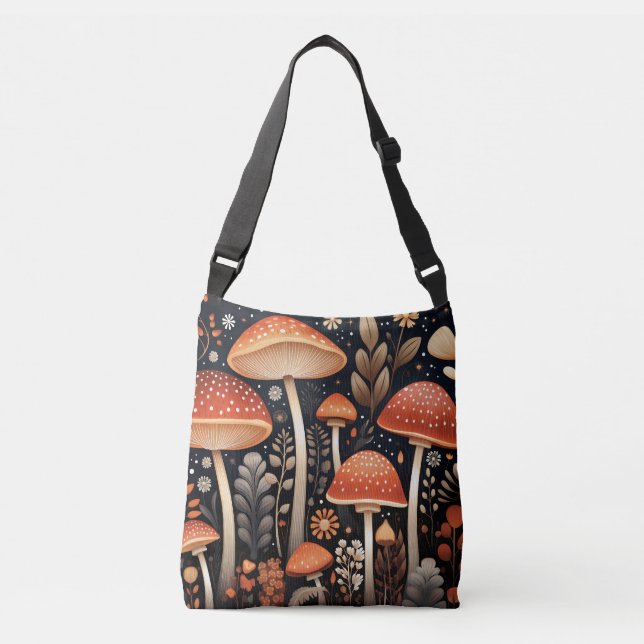 Bolsa Ajustável Padrão de cogumelo do Boho Woodland (Frente)