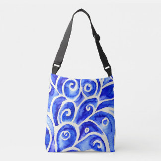 Bolsa Ajustável Padrão de Design de Abstrato azul e branco