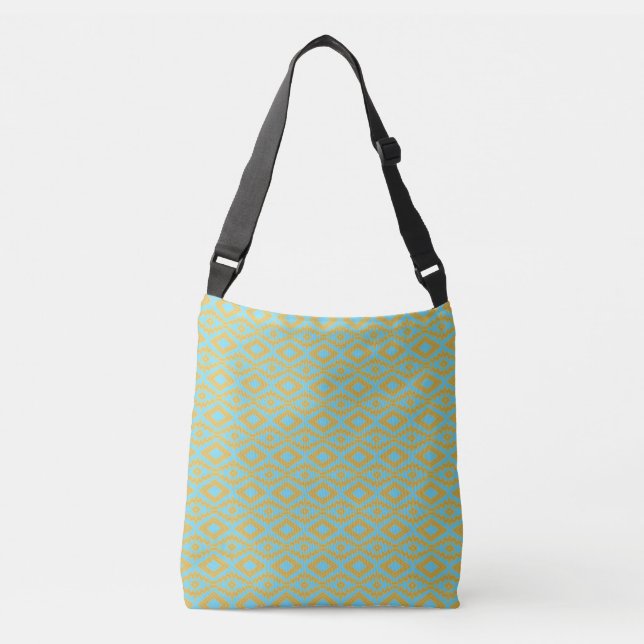 Bolsa Ajustável Padrão de Diamante Dourado Azul (Frente)