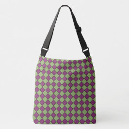 Bolsa Ajustável Padrão de Diamante Xadrez Verde Roxo