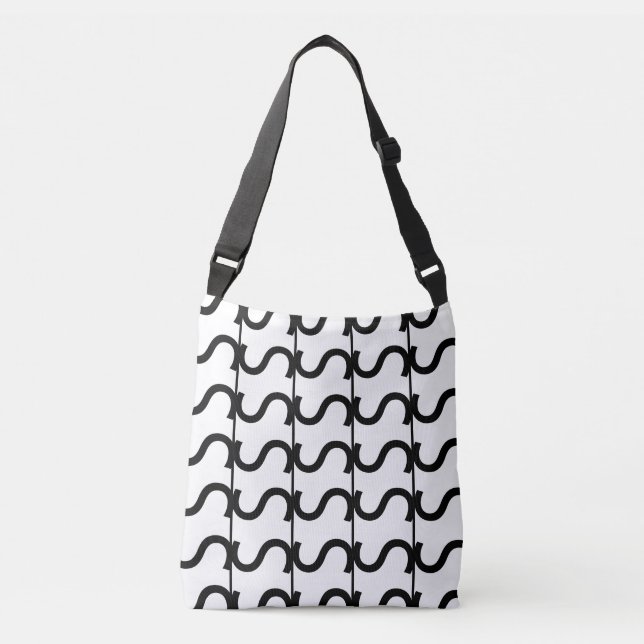 Bolsa Ajustável Padrão de distribuição de ondas preto e branco (Frente)