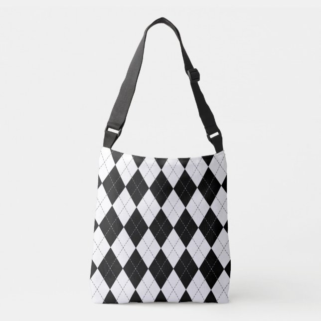 Bolsa Ajustável Padrão de Estilo Geométrico Branco Preto (Frente)