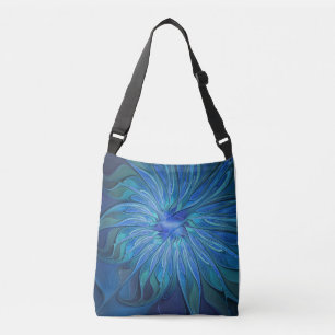 Bolsa Ajustável Padrão de fantasia de flores azuis, arte frontal A