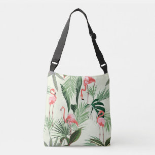 Bolsa Ajustável Padrão de Flores Exóticas Flamingo Rosa