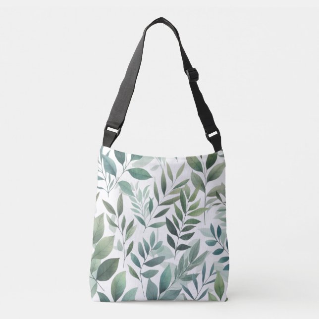 Bolsa Ajustável Padrão de Folha de Folhagem Verde (Frente)