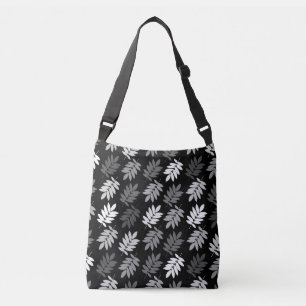 Bolsa Ajustável Padrão de Folha de Idoso Preto Branco Cinza