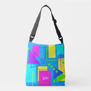 BOLSA AJUSTÁVEL PADRÃO DE FORMA 80S INICIAIS DE MONOGRAMAS NEON