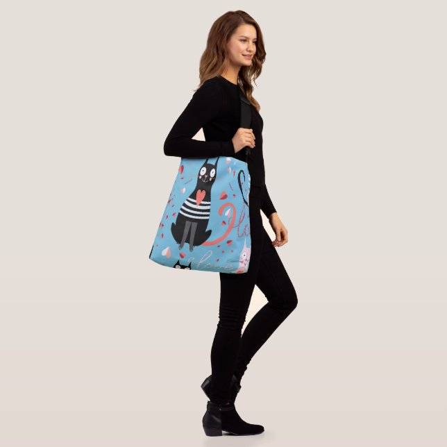 Bolsa Ajustável Padrão de gatos giros sobre fundo azul (No(a) Modelo)