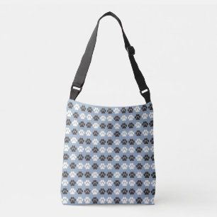 Bolsa Ajustável Padrão de Impressão de Pata Prata Azul
