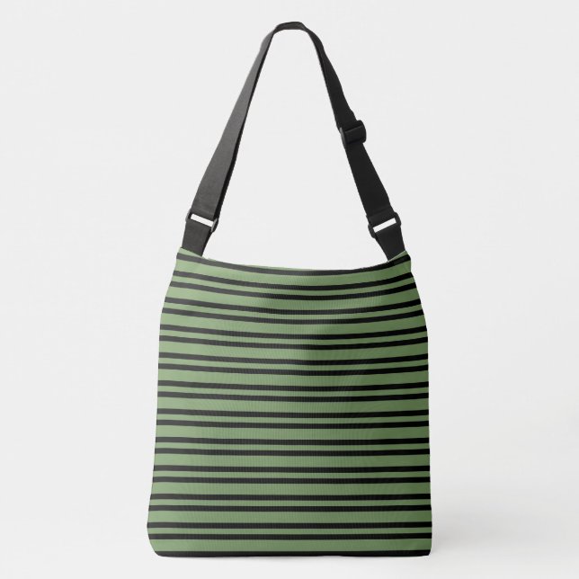 Bolsa Ajustável Padrão de Listras Pretas Verdes (Frente)