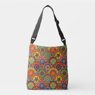 Bolsa Ajustável Padrão de Mandala Colorida Retroativa Funky