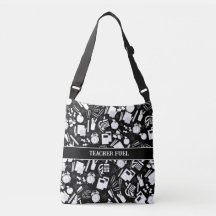 padrão de material escolar preto e branco