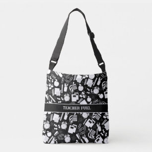 Bolsa Ajustável padrão de material escolar preto e branco
