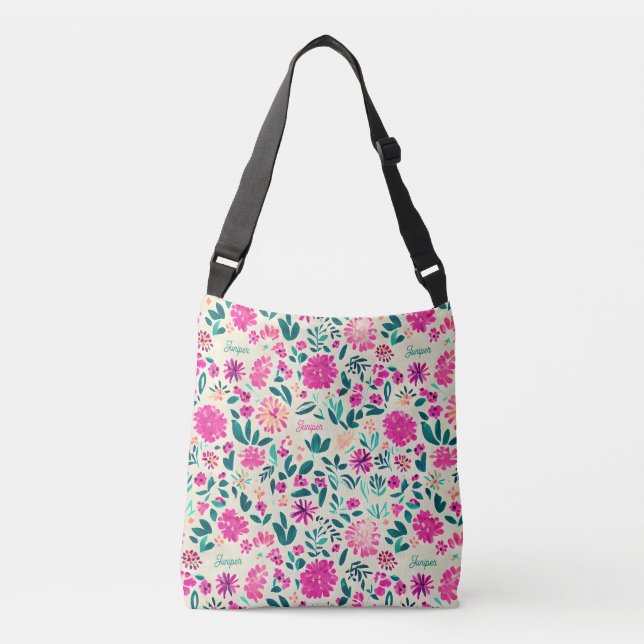 Bolsa Ajustável Padrão de Nome Floral (Frente)