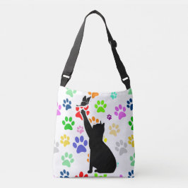 Bolsa Ajustável Padrão de Pata Fofa Gato Caçando uma Borboleta