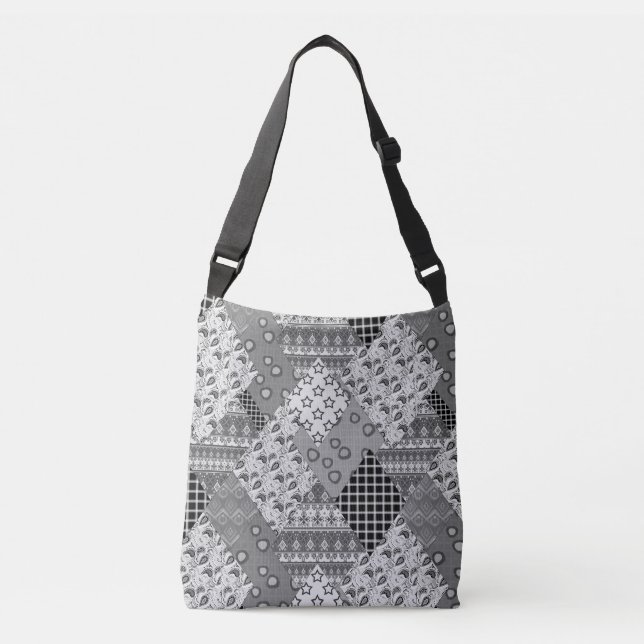 Bolsa Ajustável Padrão de Patchwork da cinza (Frente)