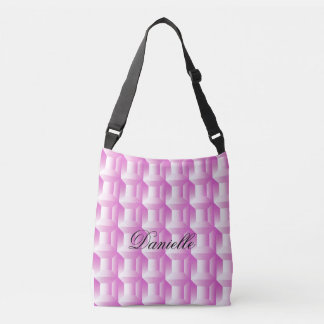 Bolsa Ajustável padrão de quadrado roxo com texto