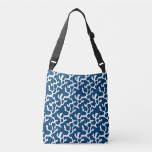 Bolsa Ajustável Padrão De Repetição De Coral Abstrato Azul E Branc