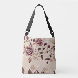Bolsa Ajustável Padrão de Rosa Marrom Elegante