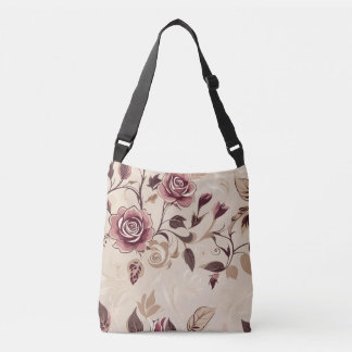 Bolsa Ajustável Padrão de Rosa Marrom Elegante