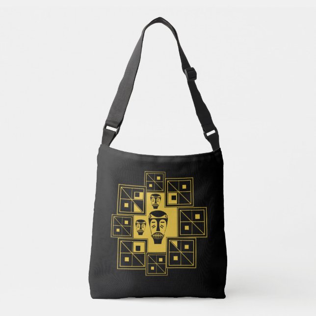 Bolsa Ajustável Padrão de rosto africano abstrato moderno (Frente)