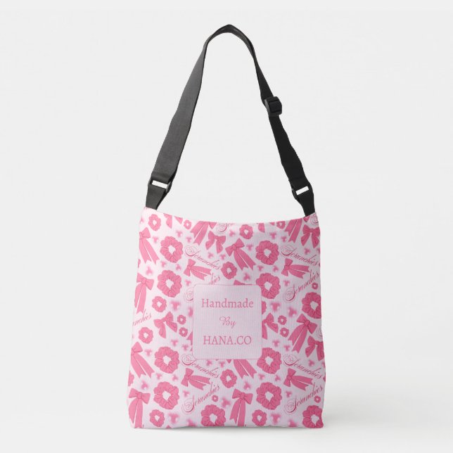 Bolsa Ajustável Padrão de Scrunchies Rosa Feminino Acessório de Ca (Frente)