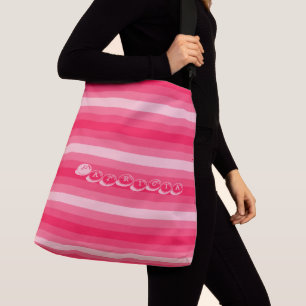 Bolsa Ajustável Padrão de Stripes Rosa Patricia com Nome Personal