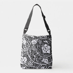 Bolsa Ajustável Padrão de videira preta e branca de William Morris