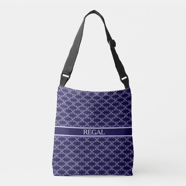 Bolsa Ajustável Padrão espiral uniforme elegante em azul marinho (Frente)