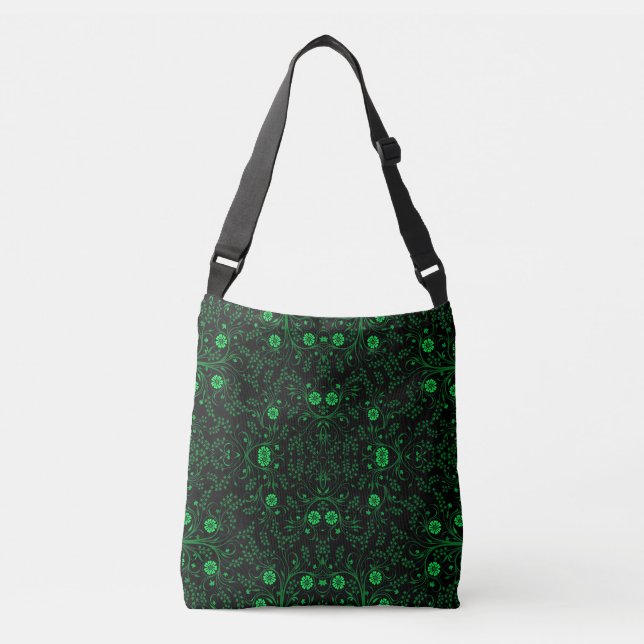 Bolsa Ajustável Padrão floral.01.FR.Fundo preto verde (Frente)