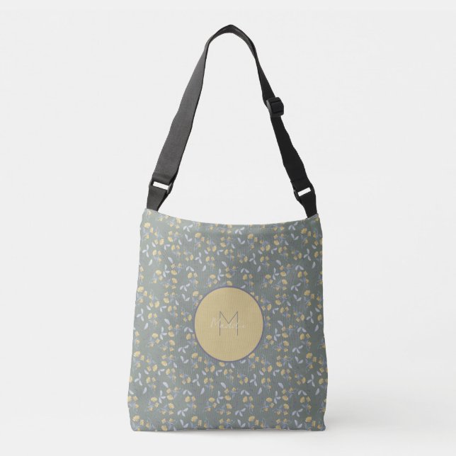 Bolsa Ajustável Padrão Floral Amarelo com Monograma (Frente)