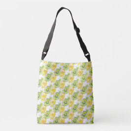 Bolsa Ajustável Padrão Floral Amarelo Limão Preto