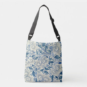 Bolsa Ajustável Padrão Floral Azul Design Asiático Antiquado