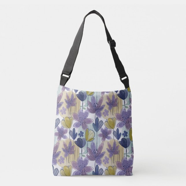 Bolsa Ajustável Padrão Floral Boho Watercolor (Frente)