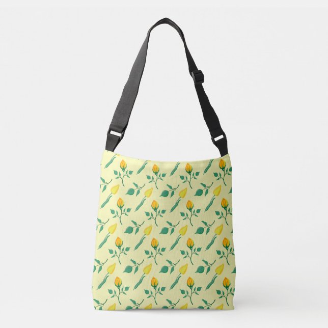 Bolsa Ajustável Padrão floral com rosa amarela e flores tulipas (Frente)