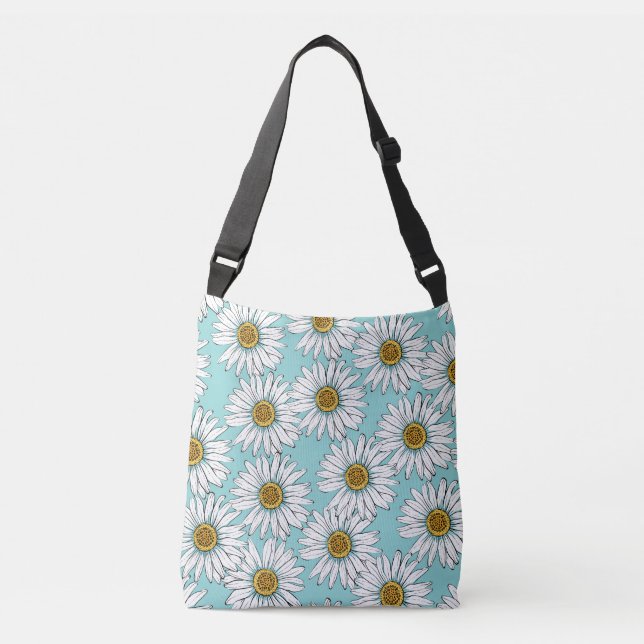Bolsa Ajustável Padrão Floral da margarida azul (Frente)