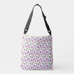 Bolsa Ajustável Padrão Floral de Abelha Fofa Estética Cottagecore