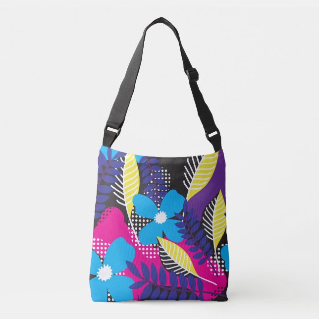 Bolsa Ajustável Padrão Floral de Abstrato de Cor Negrito (Frente)