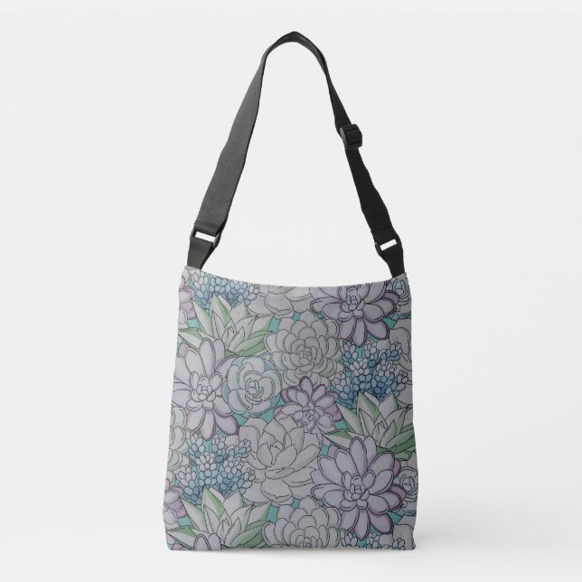 Bolsa Ajustável Padrão Floral de Aquarela  (Frente)