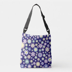 Bolsa Ajustável Padrão Floral de Fundo Azul