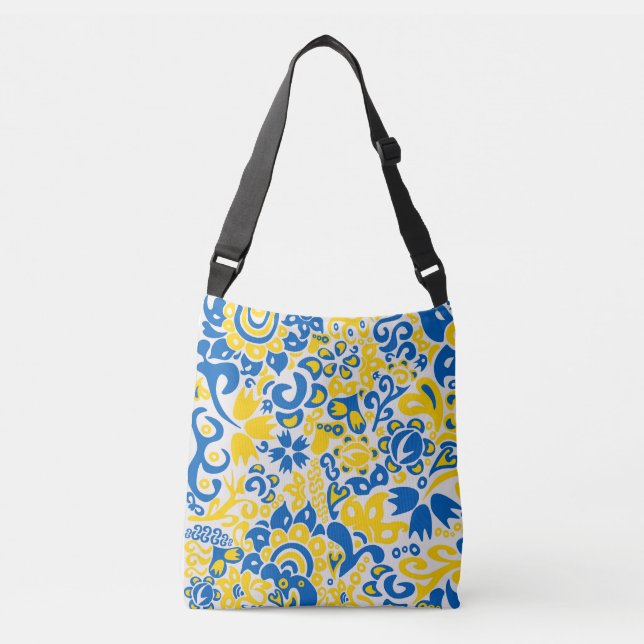 Bolsa Ajustável Padrão Folclore com cores de bandeira ucraniana (Frente)