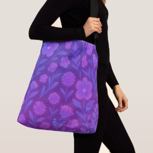Bolsa Ajustável Padrão Futuro Digital Bloom Floral Futurista