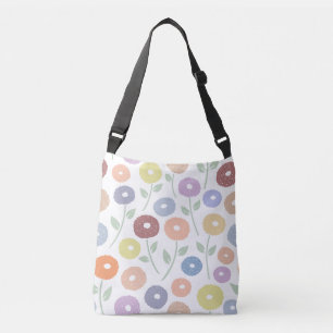 Bolsa Ajustável Padrão Grande Flor Fuzzy Pastéis em Branco