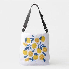Bolsa Ajustável Padrão Ilustrado de Limão Amarelo e Azul